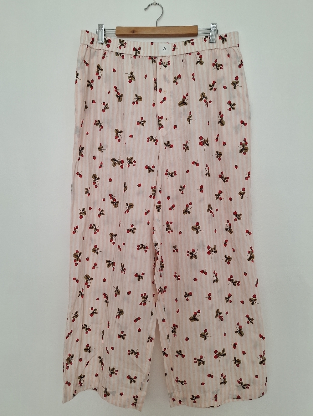 NWOT Anthropologie Pale Pink Cherry-Print Pajama Pants